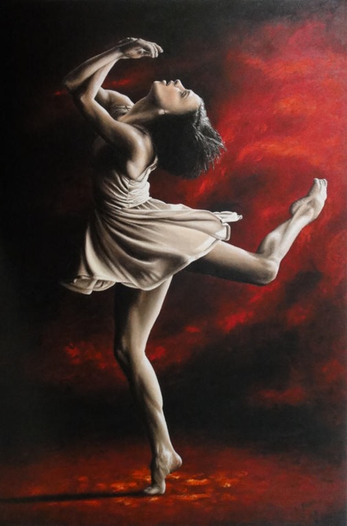 Emotional Awakening fine art contemporary modern dance oil painting - Malgorzata Dzierzon