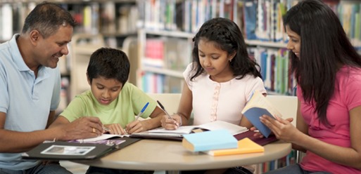 Family at the library.